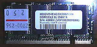 nx9005 増設用メモリー DDR333(2.5)と表記されてある。