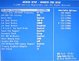 Desknote A929 combo AMI BIOSのメニュー画面